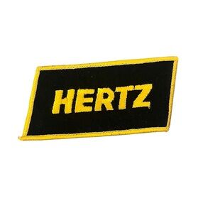 Vintage Hertz Embroidered Patch Yellow On Black NOS UNUSED